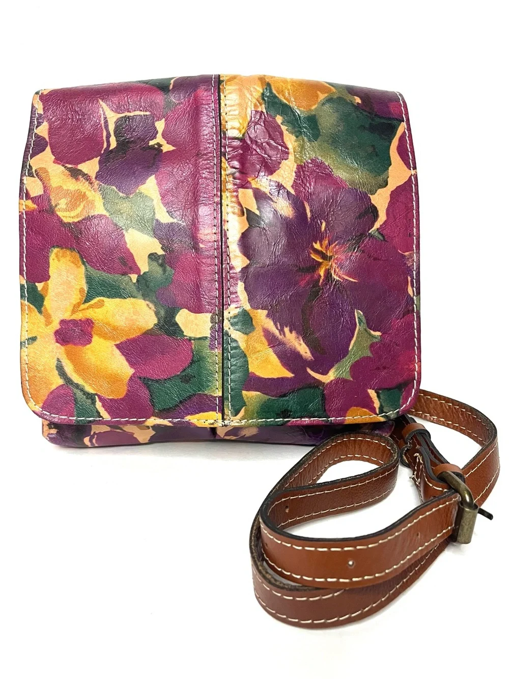 Patricia Nash Granada Crossbody Bag in Blooming Romance Floral Leather Print